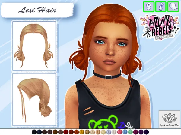 Maxis Match Lexi Hair Child version (Punk Rebels) by Lewbertsn00tles - The Sims 4 Custom Content