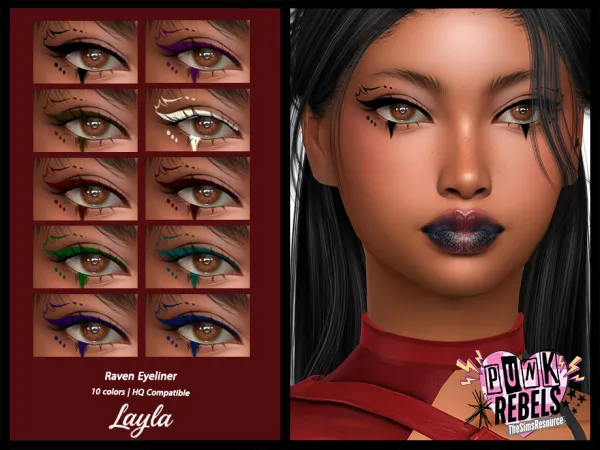 Alpha Punk Rebels Raven Eyeliner - The Sims 4 Custom Content