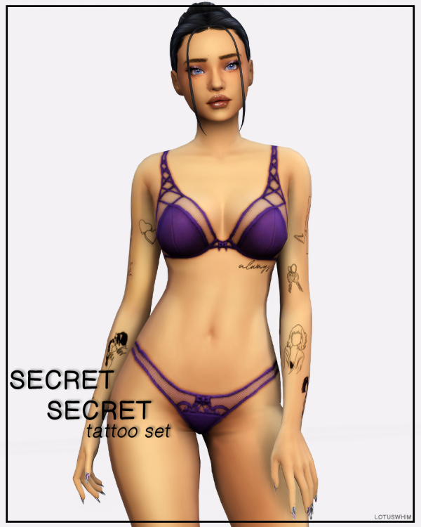 Mix Secret Secret Tattoo Set by lotuswhimcc - The Sims 4 Custom Content