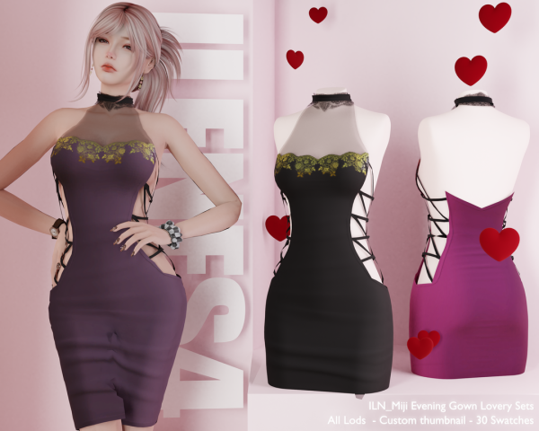 Alpha ILN Miji Evening Gown by ilenes4 - The Sims 4 Custom Content