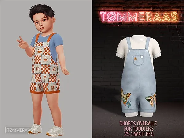 Mix Tu00d8MMERAAS Shorts Overalls for Toddlers - The Sims 4 Custom Content