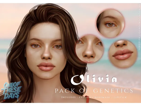 Olivia Genetics Eyelids Nosemask Lipstick - The Sims 4 Custom Content
