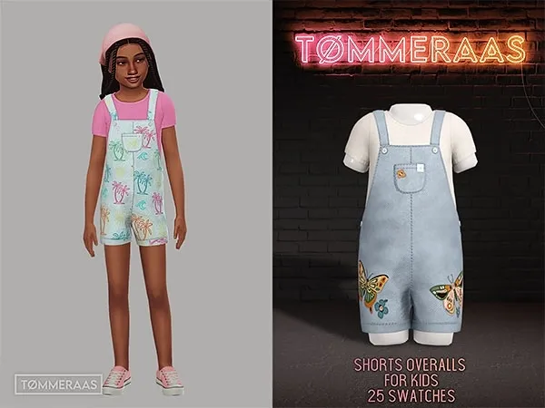Mix Tu00d8MMERAAS Shorts Overalls for Kids - The Sims 4 Custom Content