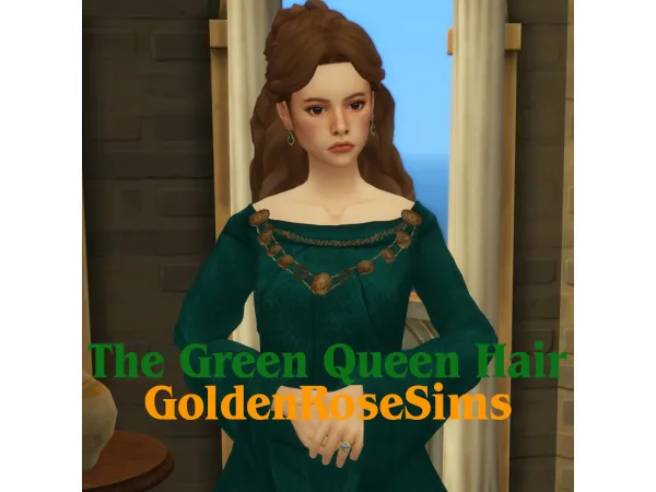 Maxis Match TheGreenQueenHair by [GoldenRoseSims] - The Sims 4 Custom Content