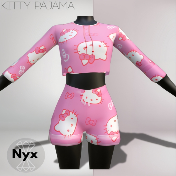 Alpha Hello kitty pajama by nyx_sims - The Sims 4 Custom Content