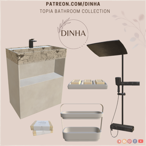 Alpha Topia Bathroom Collection by dinhagamer - The Sims 4 Custom Content