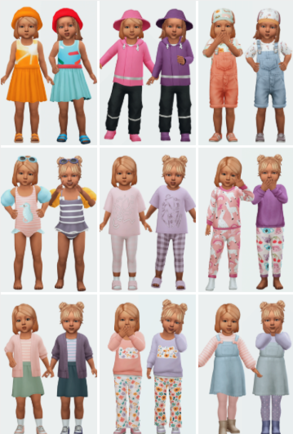 Maxis Match Toddler Twins Lookbook by simsfinds - The Sims 4 Custom Content