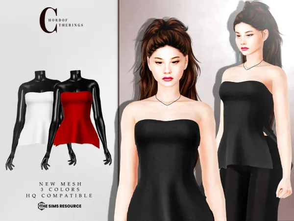 Alpha Strapless Blouse T 775 by ChordoftheRings - The Sims 4 Custom Content