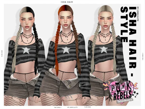 Maxis Match Punk Rebels Isha Hairstyle by Leah_Lillith - The Sims 4 Custom Content