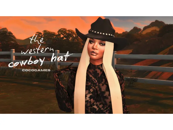 Alpha Western Cow Boy Hat - The Sims 4 Custom Content