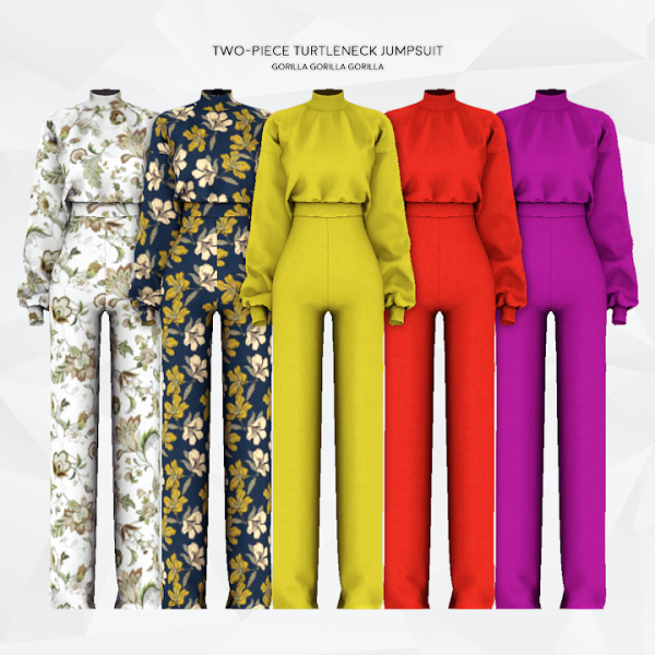 Alpha Two Piece Turtleneck Jumpsuit by simsfinds - The Sims 4 Custom Content