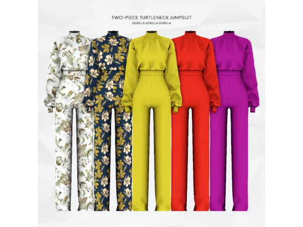 Alpha Two Piece Turtleneck Jumpsuit by gorillax3 - The Sims 4 Custom Content