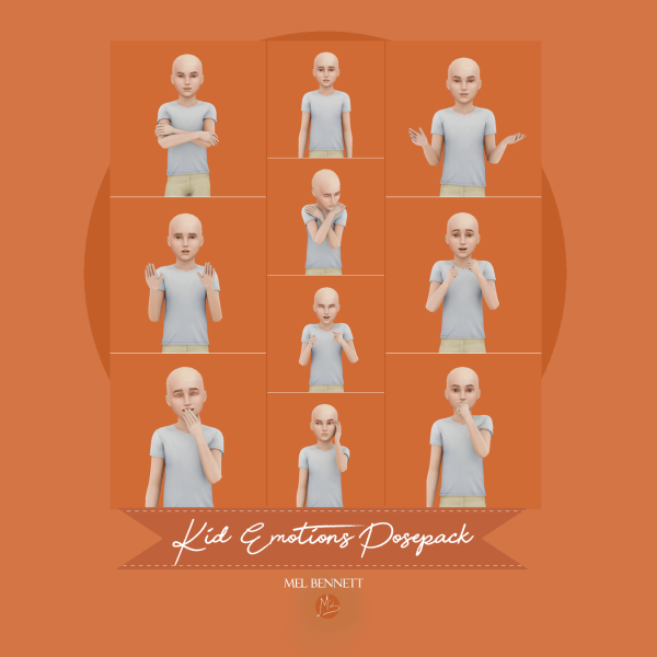 Mix Kid Emotions Posepack by melbennett - The Sims 4 Custom Content