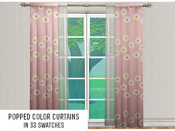 [ ] popped color curtains in 33 swatches by simsfinds - The Sims 2 Custom Content