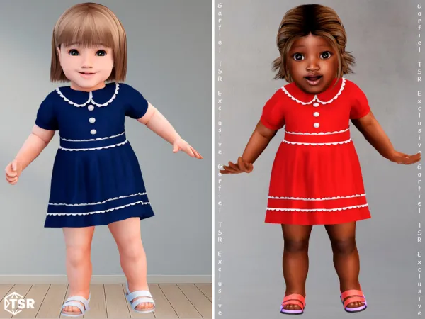 Maxis Match Infant sailor style dress with buttons by Garfiel - The Sims 4 Custom Content