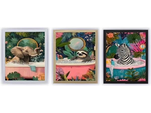 Maxis Match Sloth Elephant Zebra Bathroom Art by Pixie Bluntz - The Sims 4 Custom Content
