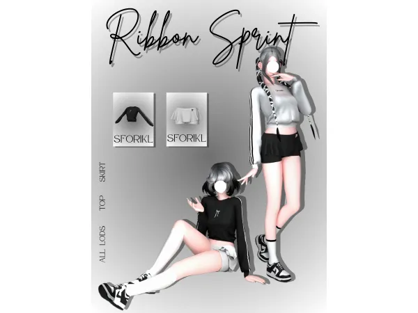 Maxis Match u3010Sforiklu3011Ribbon Sprint Top Skirt - The Sims 4 Custom Content