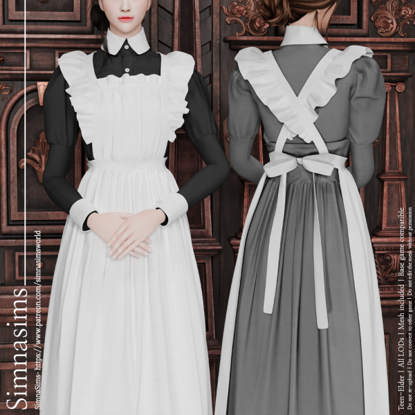 Alpha Edwardian maid uniform by simsfinds - The Sims 4 Custom Content