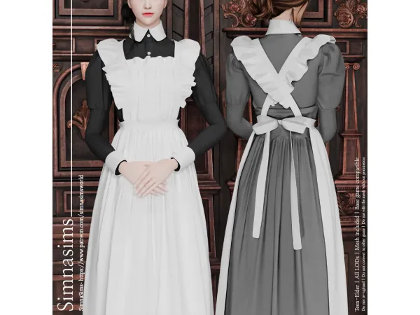 Alpha Edwardian maid uniform by simnasimsworld - The Sims 4 Custom Content