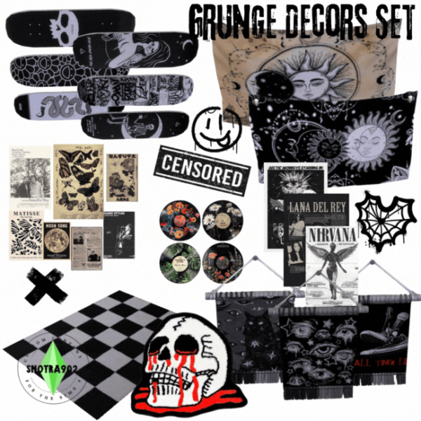 Alpha Grunge Decors Set by simsfinds - The Sims 4 Custom Content