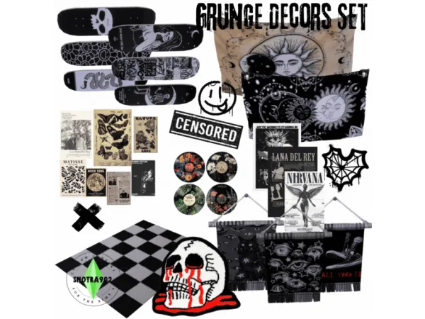 Alpha Grunge Decors Set by Snotra902 - The Sims 4 Custom Content