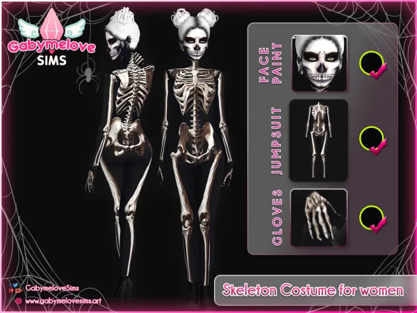 Alpha Skeleton Costume for women u2022 SET Halloween by GabymeloveSims - The Sims 4 Custom Content