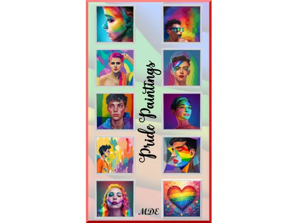 Mix Pride Posters Paintings by MDE - The Sims 4 Custom Content