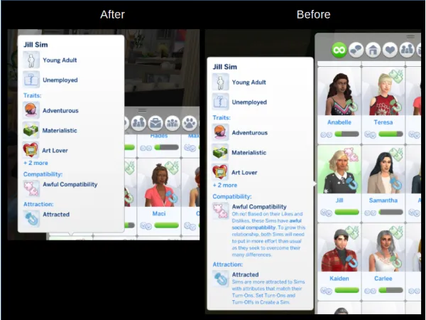 Mix No Relationship Panel Hover Descriptions by JungleSim - The Sims 4 Custom Content