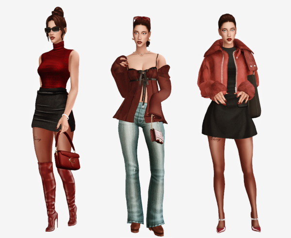 Alpha Cherry Wine Lookbook feat Winona by simsfinds - The Sims 4 Custom Content