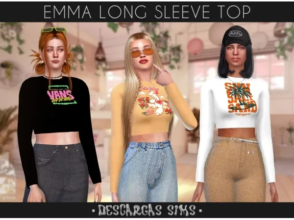 Mix Emma Long Sleeve Top - The Sims 4 Custom Content