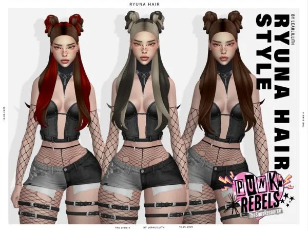 Maxis Match Punk Rebels Ryuna Hairstyle by Leah_Lillith - The Sims 4 Custom Content