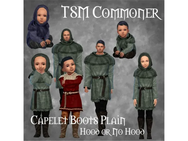 Mix TSM Commoner Capelet Boots Plain by Simverses - The Sims 4 Custom Content