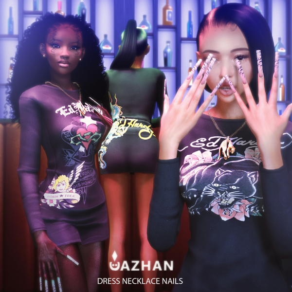 Alpha [ED HARDY DRESS ACC] by simsfinds - The Sims 4 Custom Content