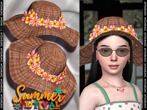 Alpha summer beach hat by Mydarling20 - The Sims 4 Custom Content