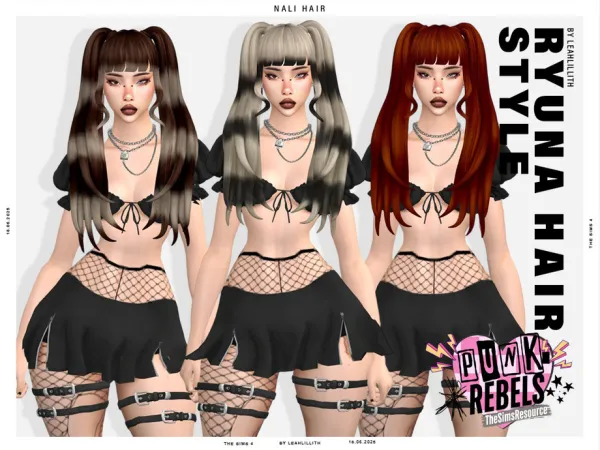 Maxis Match Punk Rebels Nali Hairstyle by Leah_Lillith - The Sims 4 Custom Content