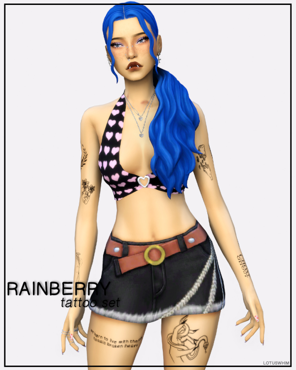 Mix Rainberry Tattoo Set by lotuswhimcc - The Sims 4 Custom Content