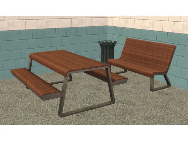 Picnic table dump some recolors and add ons by persimmonthusiast - The Sims 2 Custom Content