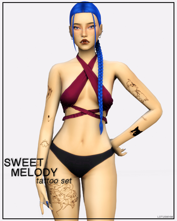 Mix Sweet Melody Tattoo Set by lotuswhimcc - The Sims 4 Custom Content
