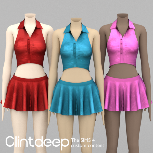 Alpha Jocelyn Criss Cross top and Skirt by simsfinds - The Sims 4 Custom Content