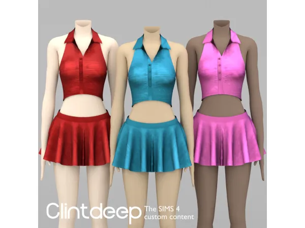 Alpha Jocelyn Criss Cross top and Skirt by Clintdeep - The Sims 4 Custom Content