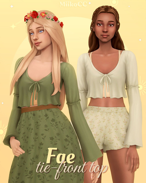 Maxis Match Fae tie front top by simsfinds - The Sims 4 Custom Content