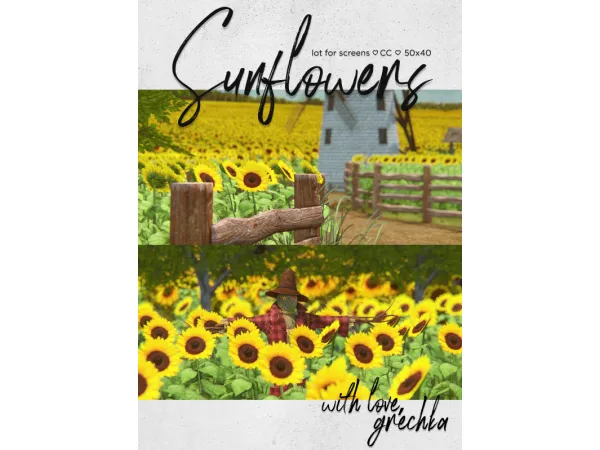 Sims 4 Alpha Fazendas CC: lot for screens "Sunflowers" by grechka