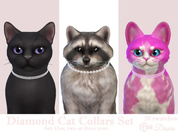 Maxis Match Diamonds Cat Collars Set by Dissia - The Sims 4 Custom Content