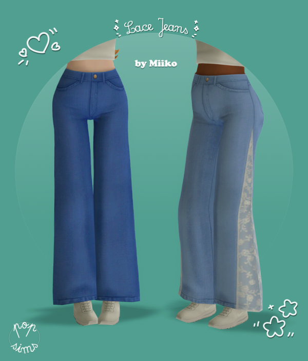 4t2 Miiko Lace and Laceless Jeans by simsfinds - The Sims 2 Custom Content