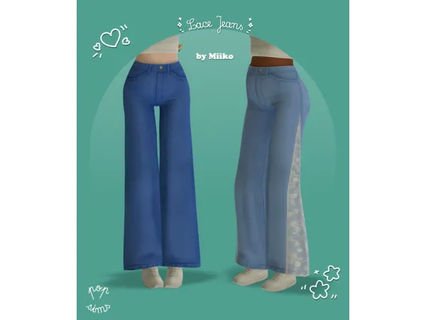 4t2 Miiko Lace and Laceless Jeans by PopSims - The Sims 2 Custom Content