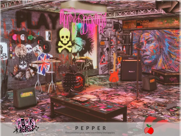 Mix PUNK REBELS Pepper garage - The Sims 4 Custom Content
