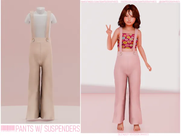 Alpha Pants With Suspenders (for Kids) - The Sims 4 Custom Content