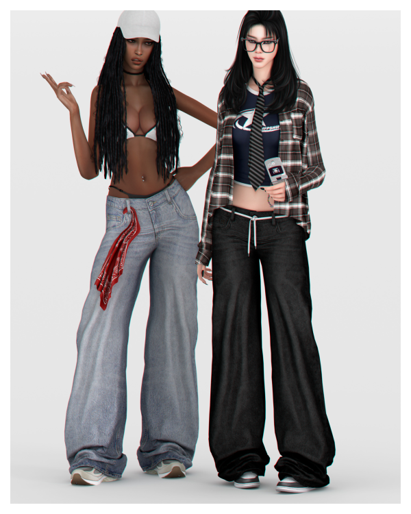 Alpha Charmed Low Baggy Jeans by simsfinds - The Sims 4 Custom Content