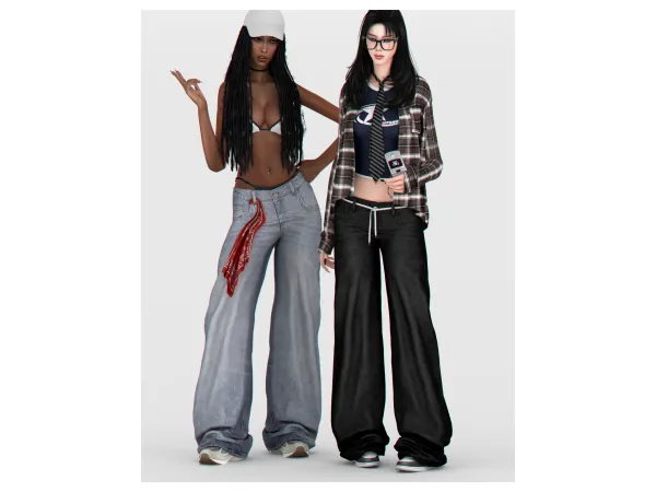 Alpha Charmed Low Baggy Jeans by backtrackcc - The Sims 4 Custom Content