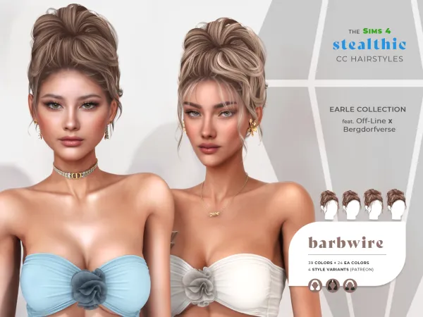 Alpha Stealthic Barbwire Hair (Earle Collection feat Off Line Bergdorfverse) - The Sims 4 Custom Content